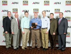 From left: Rich Vierkant, vice president of merchandising at APH; John Bartlett, CEO of APH; Tony Migas, area sales representative at Dorman Products; Clint Gordon, area sales manager at Dorman Products; Andrew Hillman, director of sales at Dorman Products; Doug Arnold, vice president of sales at Dorman Products; and Corey Bartlett, president of APH.