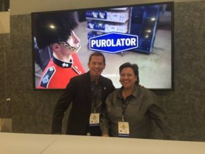 (from left): Kevin O’Dowd, global director of product and brand marketing for the automotive aftermarket for MANN+HUMMEL Purolator Filters LLC, and Tina Davis, senior marketing manager of brand and communications at MANN+HUMMEL Purolator Filters LLC, celebrating the award at AAPEX this year.